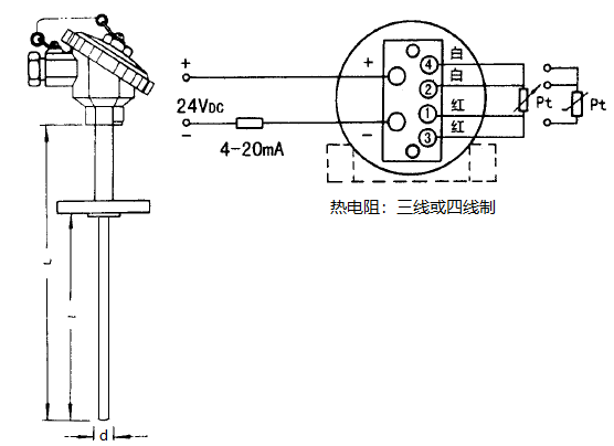 三线温度变送器接线